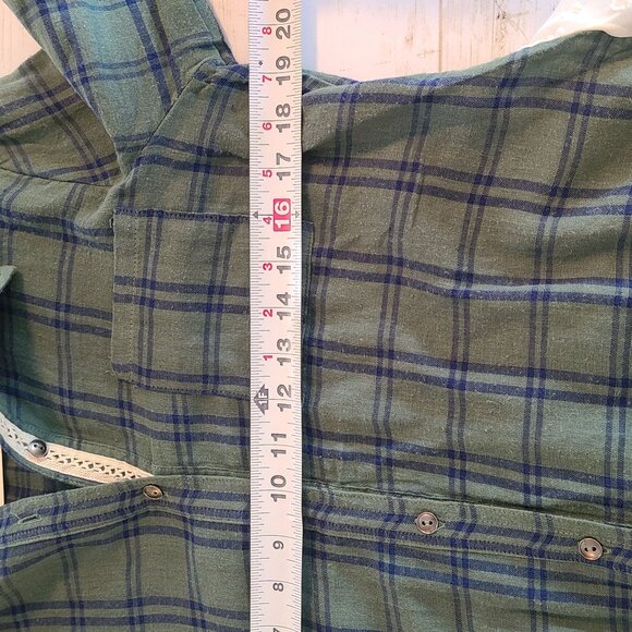 Boutique Plaid Flannel Shirt Lace Panel Shirt L NEW Cozy Feminine Long Sleeve - Picture 5 of 9